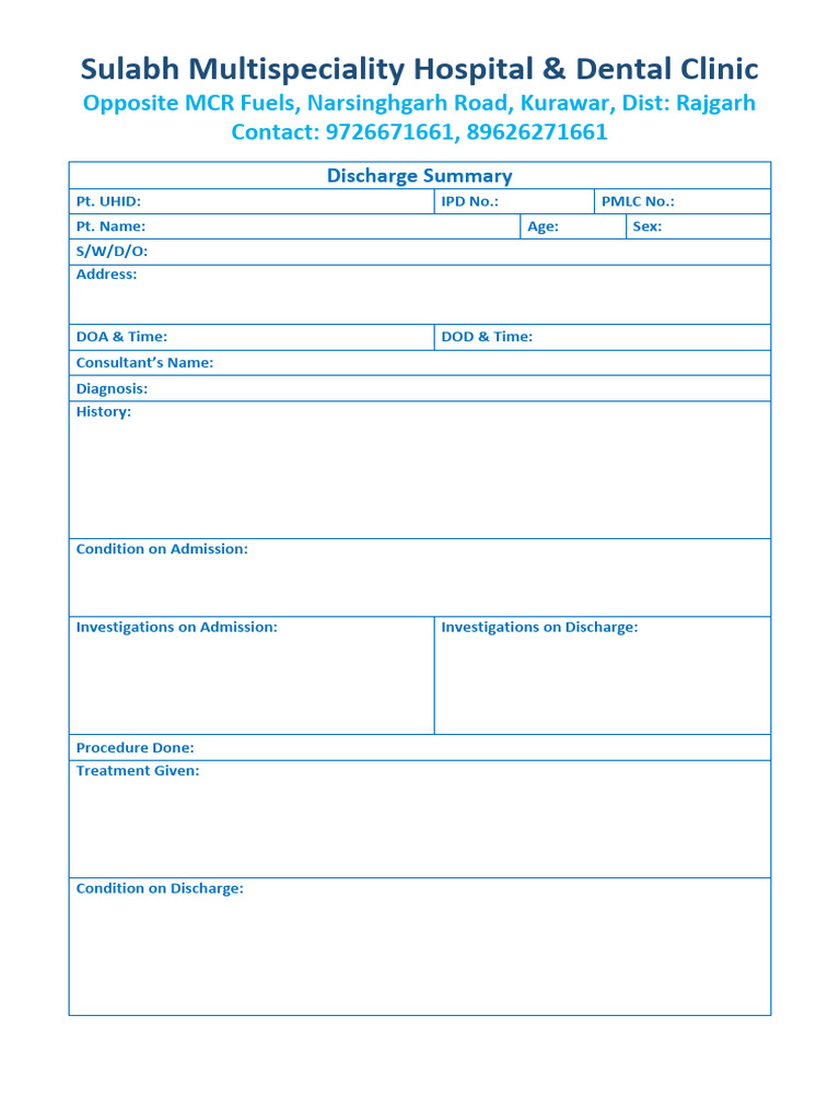 New Discharge Card | PDF