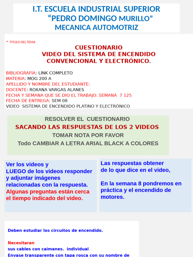Sema 8 Cuest Video Encendido Platino y Electronico 125 | PDF ...