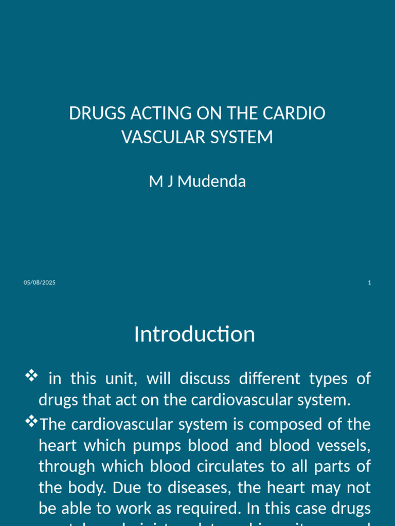 Drugs Acting On The Cardio Vascular System (2016) | PDF | Thrombus | Heart