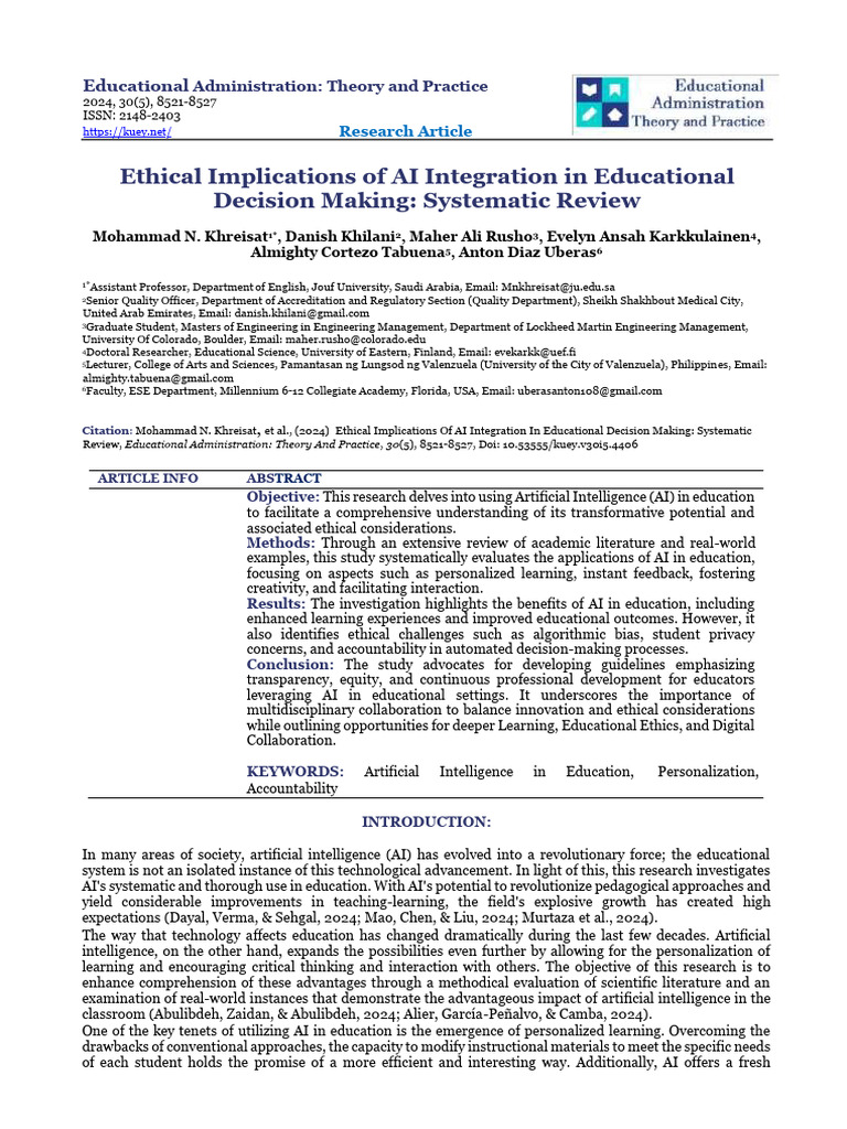 Ethical AI in Educational Decision Making | PDF | Artificial ...