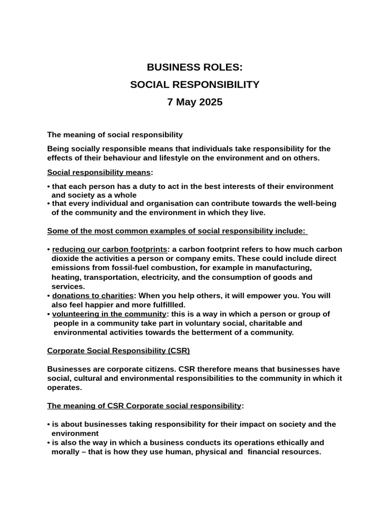Social Responsibility GR 10 | PDF | Corporate Social Responsibility ...
