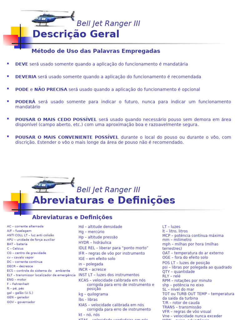 Especificações do Bell Jet Ranger III | PDF