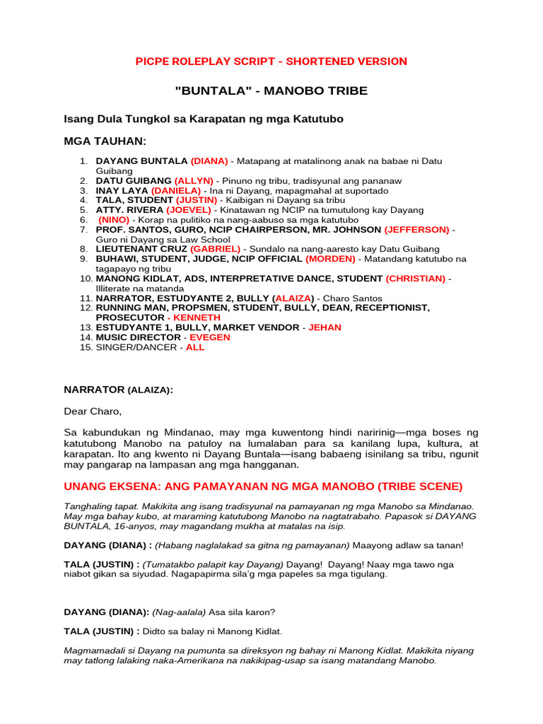 Shortened Version - Picpe Roleplay Script | PDF