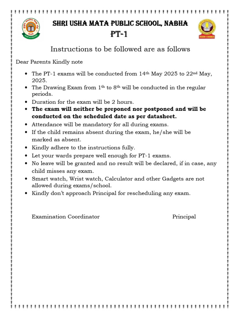 Instruction PT-1 - 2025-26 | PDF