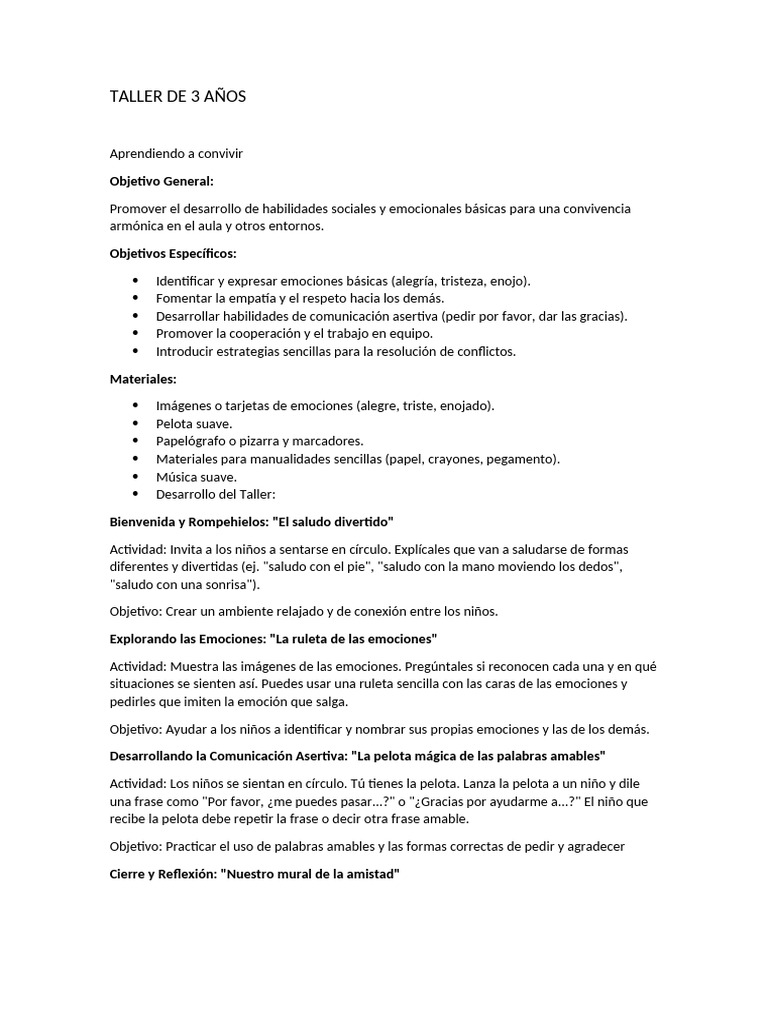 Talleres de Habilidades Sociales para Niños | PDF | Las emociones | Empatía