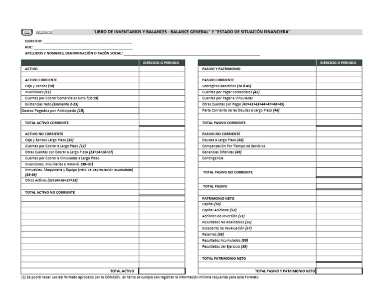 Inventario y Balance - Estado de Situación Financiera | PDF | Hoja de ...