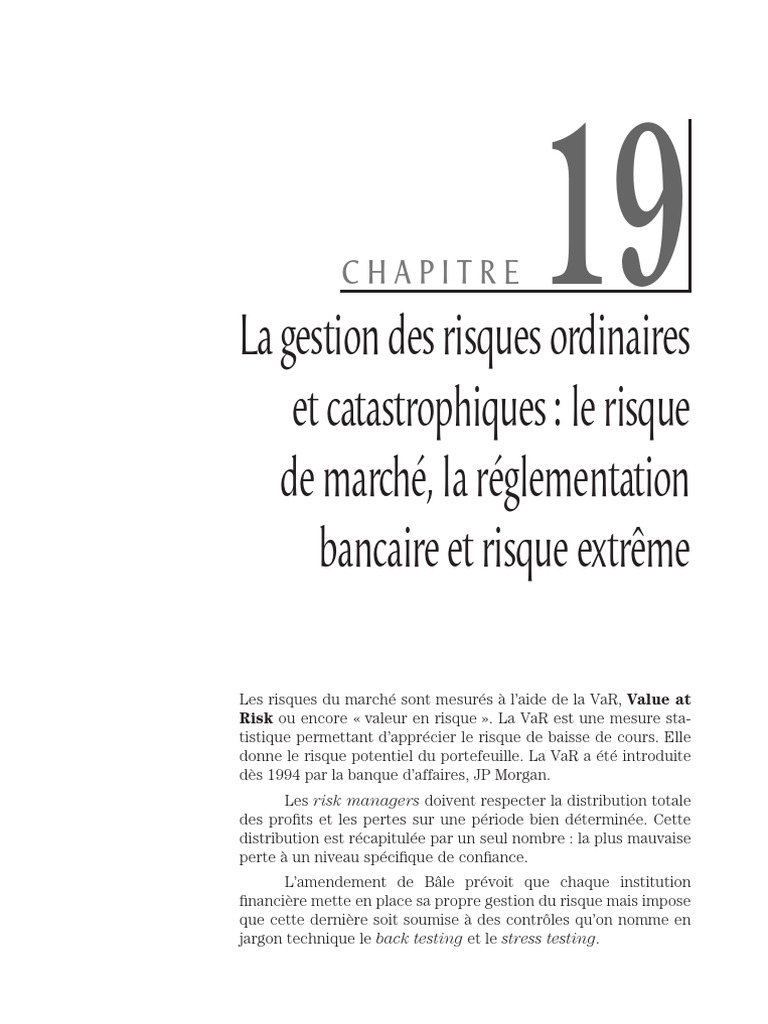Gestion des risques : VaR et Bâle II | PDF | Réassurance | Risque