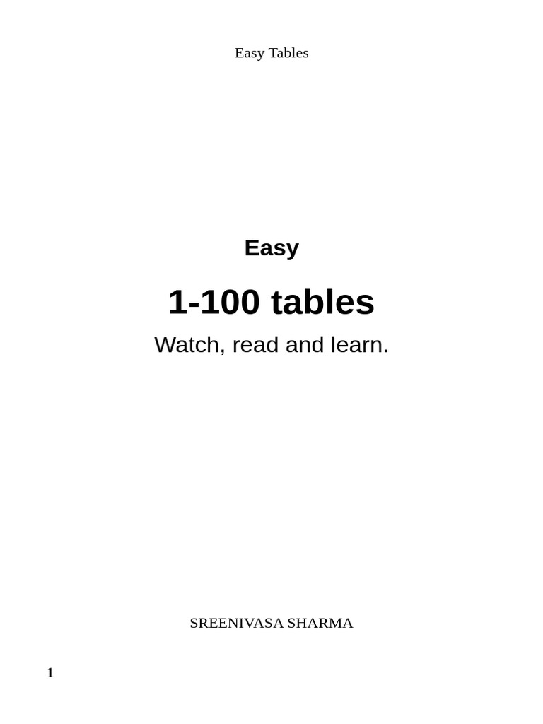 Easy Tables: Fun Math Learning Guide | PDF | Multiplication | Mathematician
