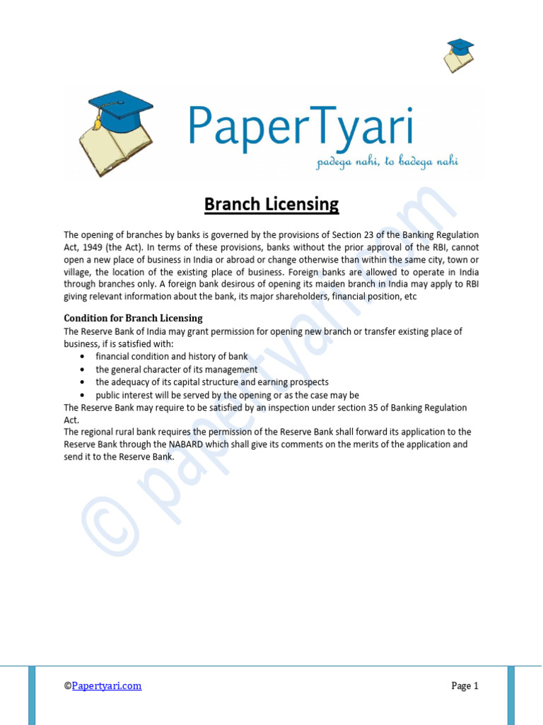 Branch Licensing - Papertyari | PDF