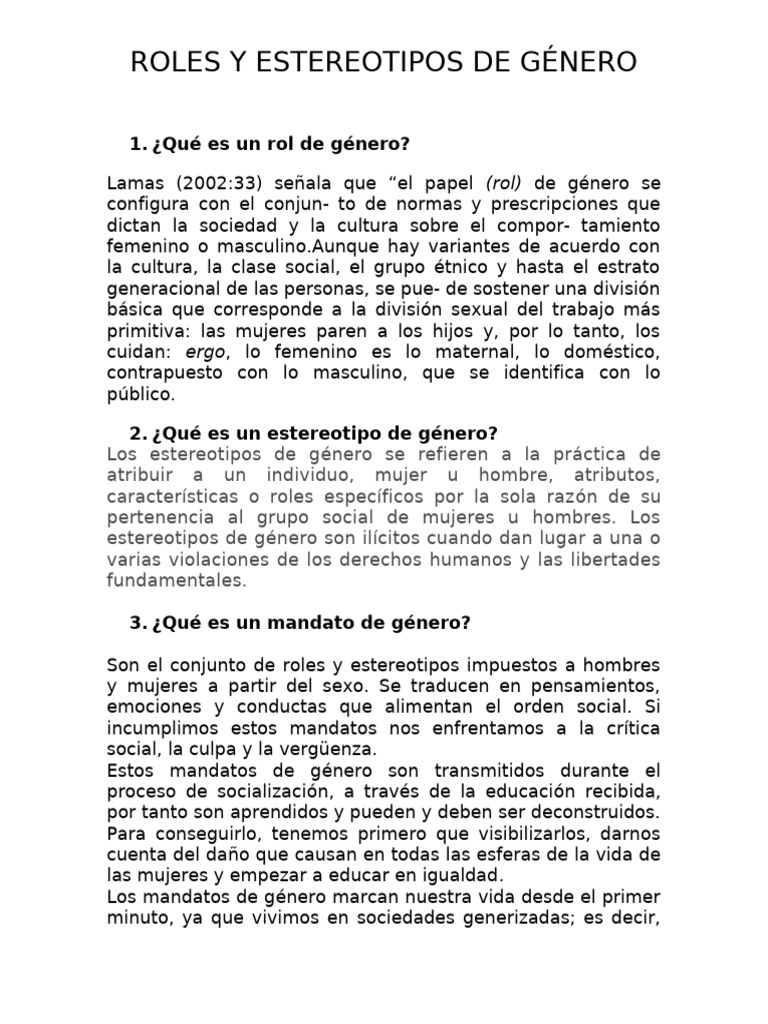 Roles y estereotipos de género | PDF | Género | Estudios de género