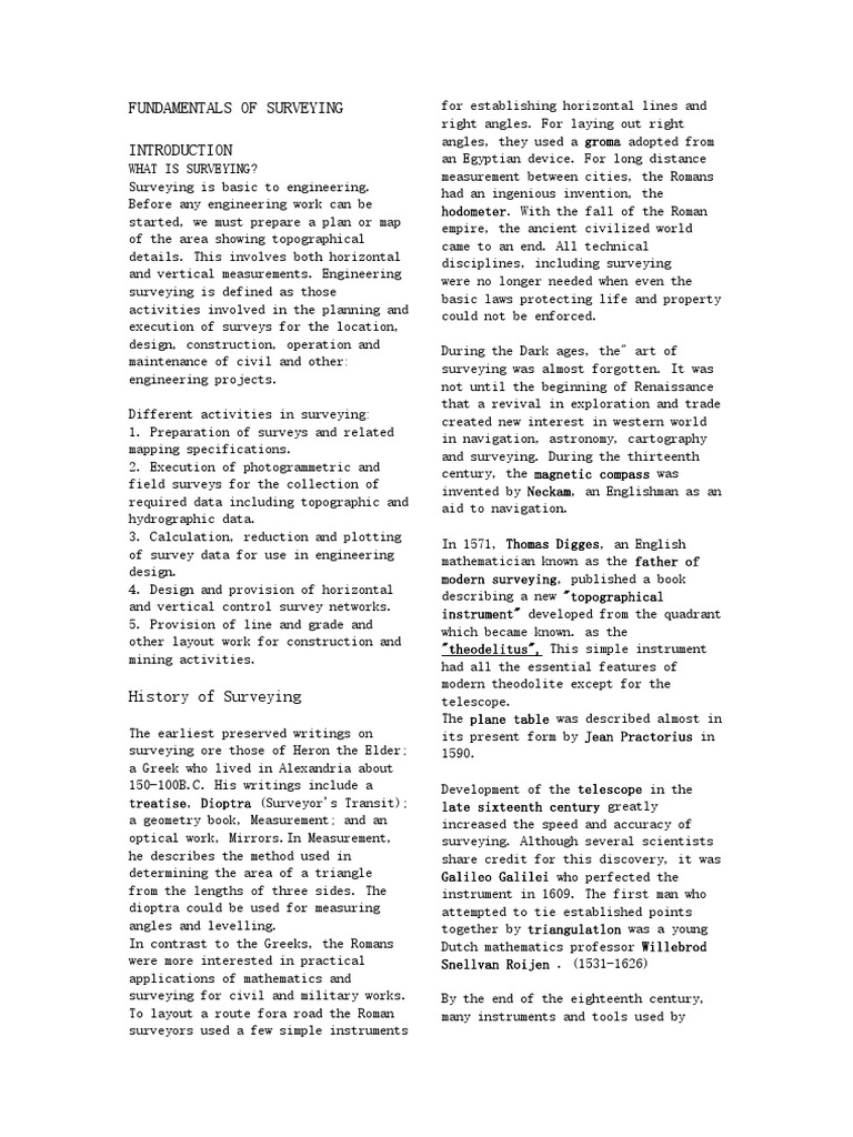 Surveying Basics and Techniques Guide | PDF | Surveying | Errors And ...