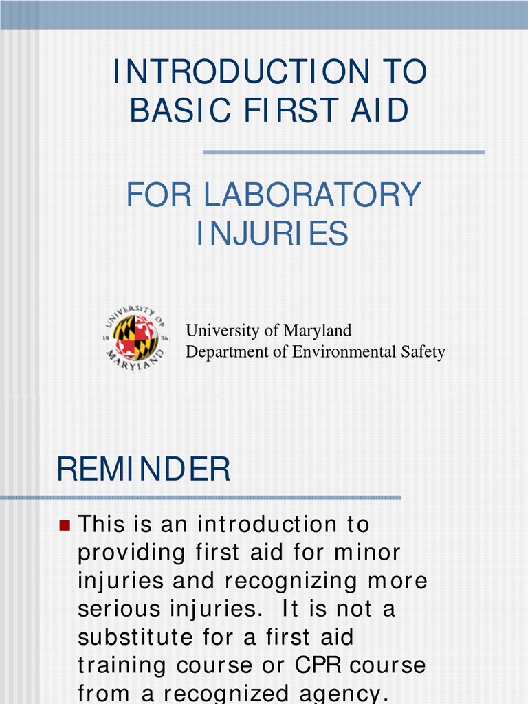 Introduction To Basic First Aid For Laboratory Injuries PDF Wound