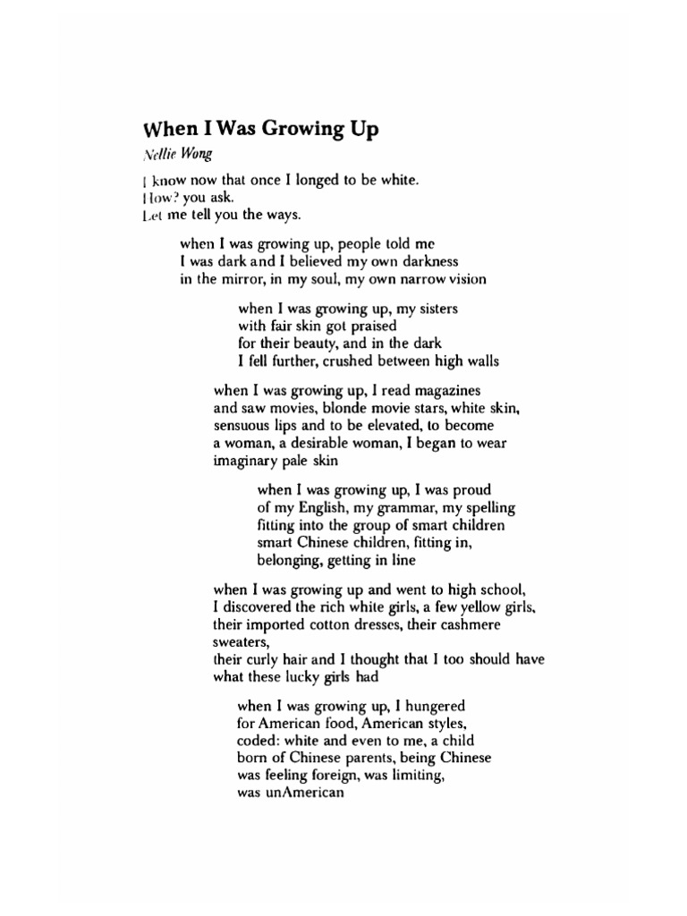 Wong's Reflections on Growing Up | PDF