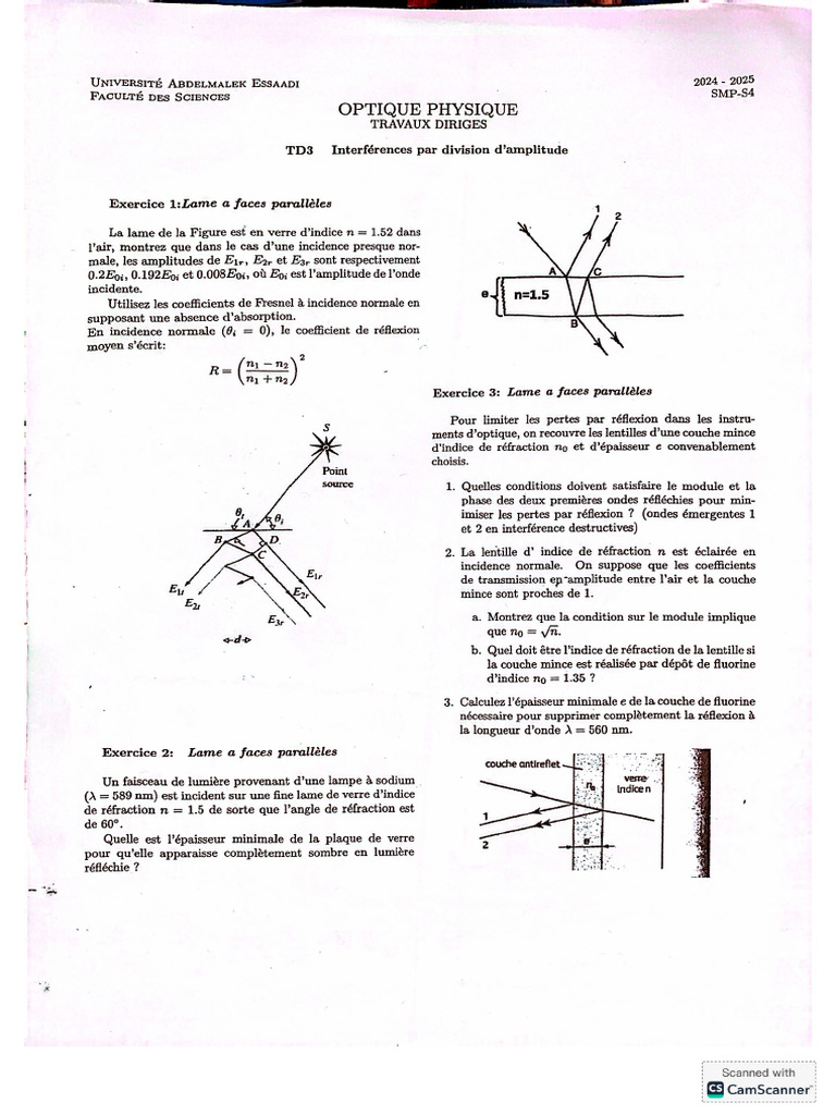 Correction de TD 3 D'optique Physique | PDF