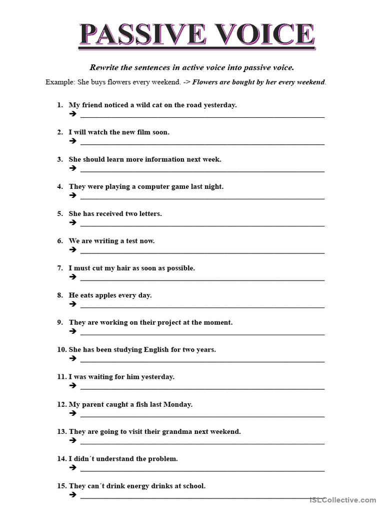 Passive Voice Exercises for All Tenses | PDF | Linguistics