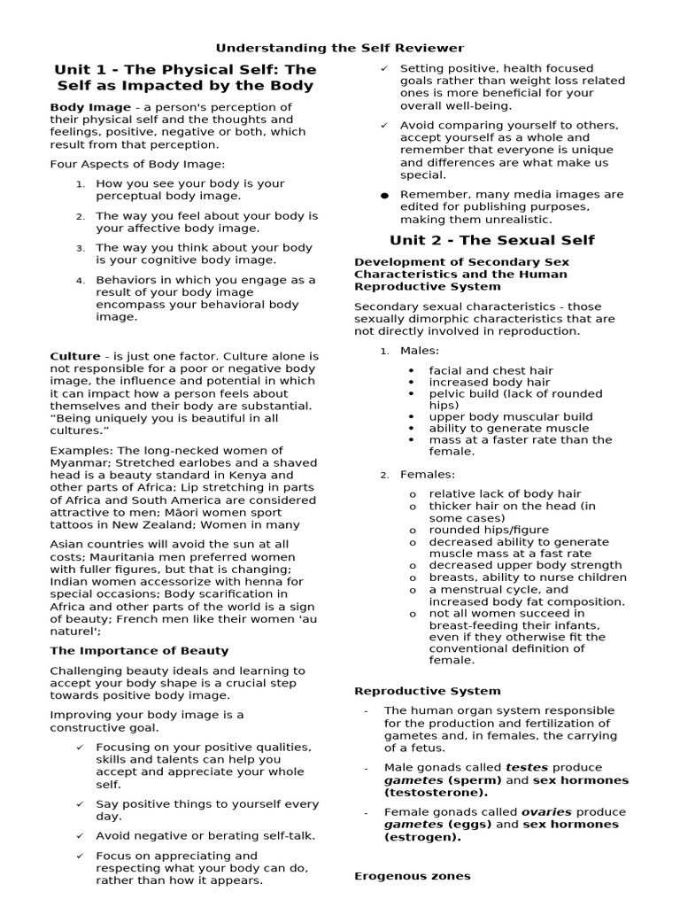 Body Image and Sexual Self Awareness | PDF | Birth Control | Sexually ...