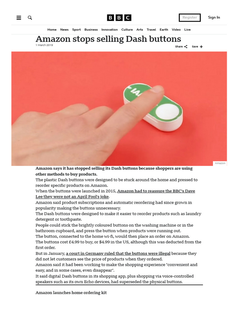 Amazon Stops Selling Dash Buttons | PDF
