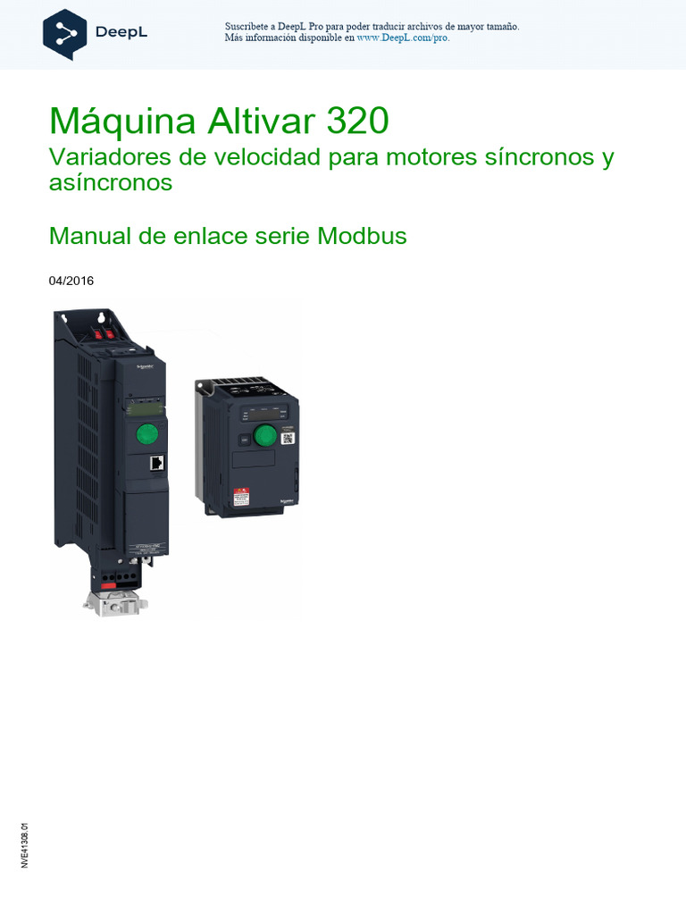 Manual de Modbus para Altivar 320 | PDF | Corriente continua | Electricidad