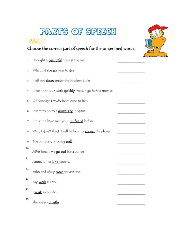 Parts of Speech | PDF