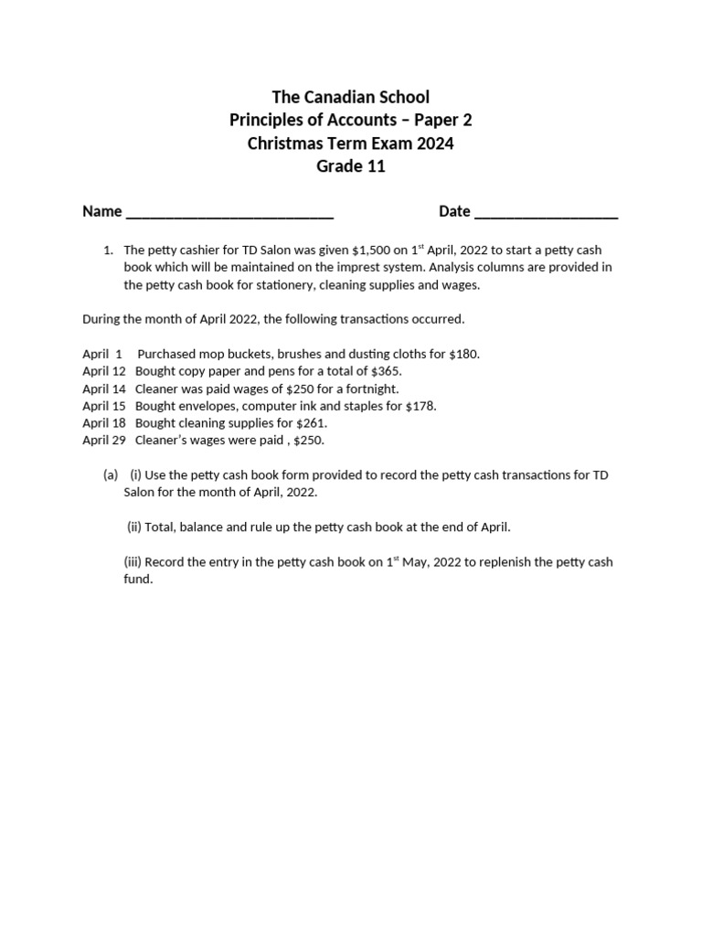 Grade 11 Accounting Exam Paper 2024 | PDF | Depreciation | Debits And ...