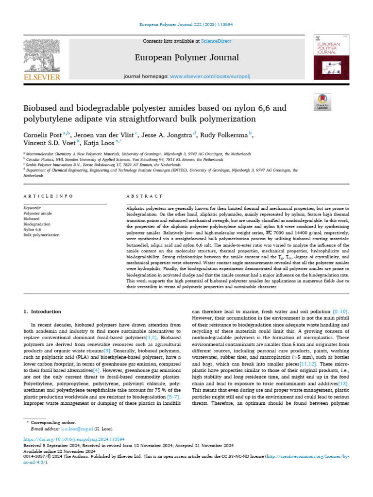 Biobased and Biodegradable Polyester Amides Based On Nylon - 2025 ...