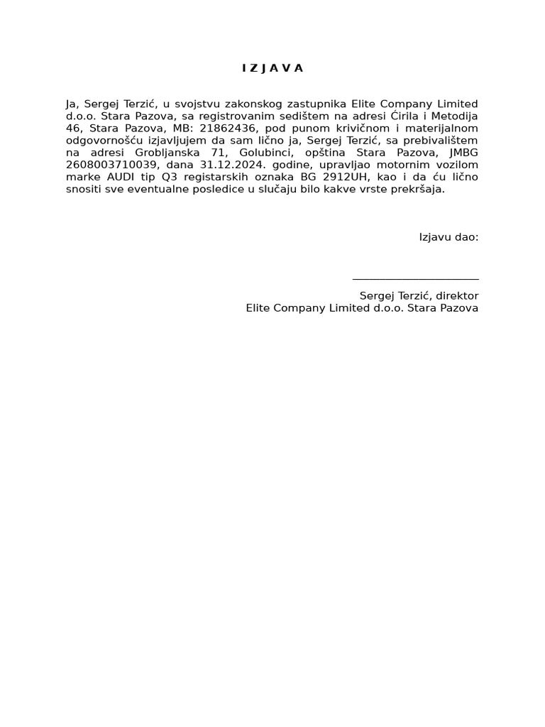 Izjava | PDF