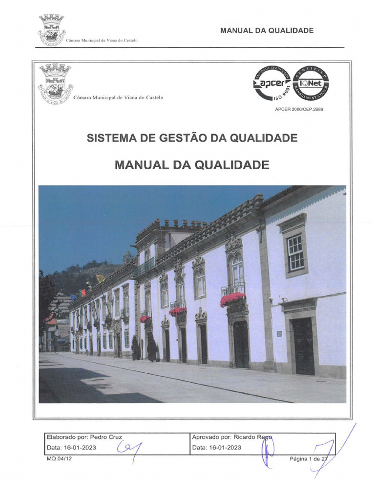 Manual da Qualidade da Câmara de Viana | PDF | Qualidade (negócios ...