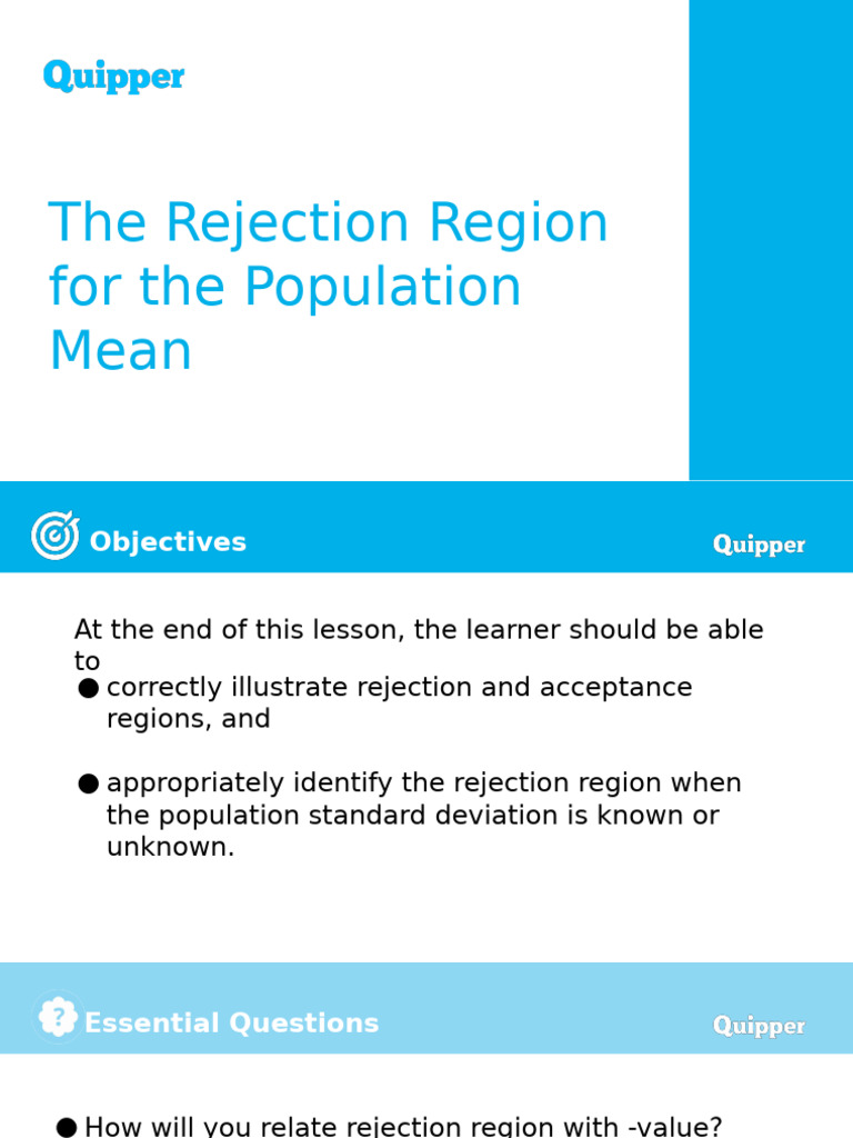 Understanding Rejection Regions in Hypothesis Testing | PDF ...