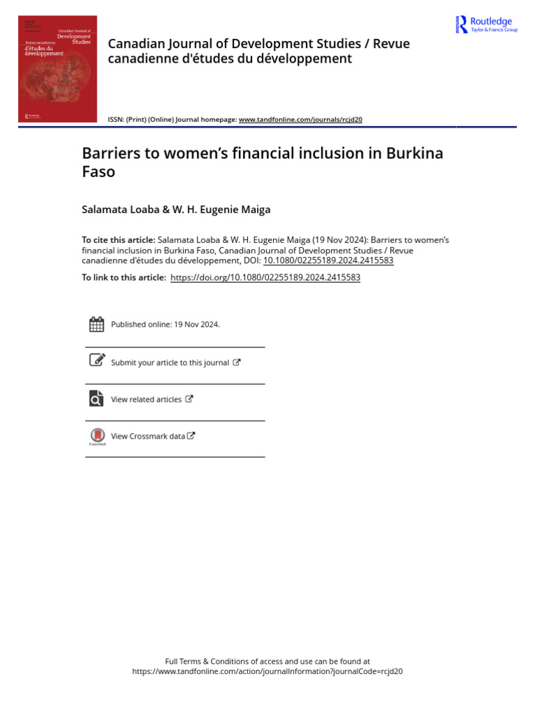 Barriers To Women S Financial Inclusion in Burkina Faso | PDF ...