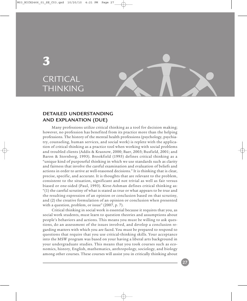 Critical Thinking in Social Work Training | PDF | Diagnostic And ...