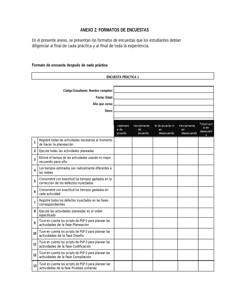 Anexo 2. Formatos de Encuestas | PDF | Software | Tecnologías de la ...