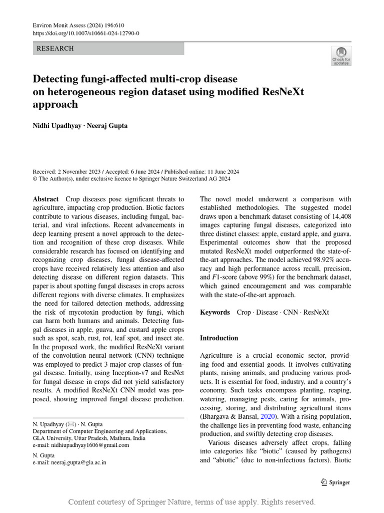 Fungal Disease Detection in Crops Using ResNeXt | PDF | Cluster ...