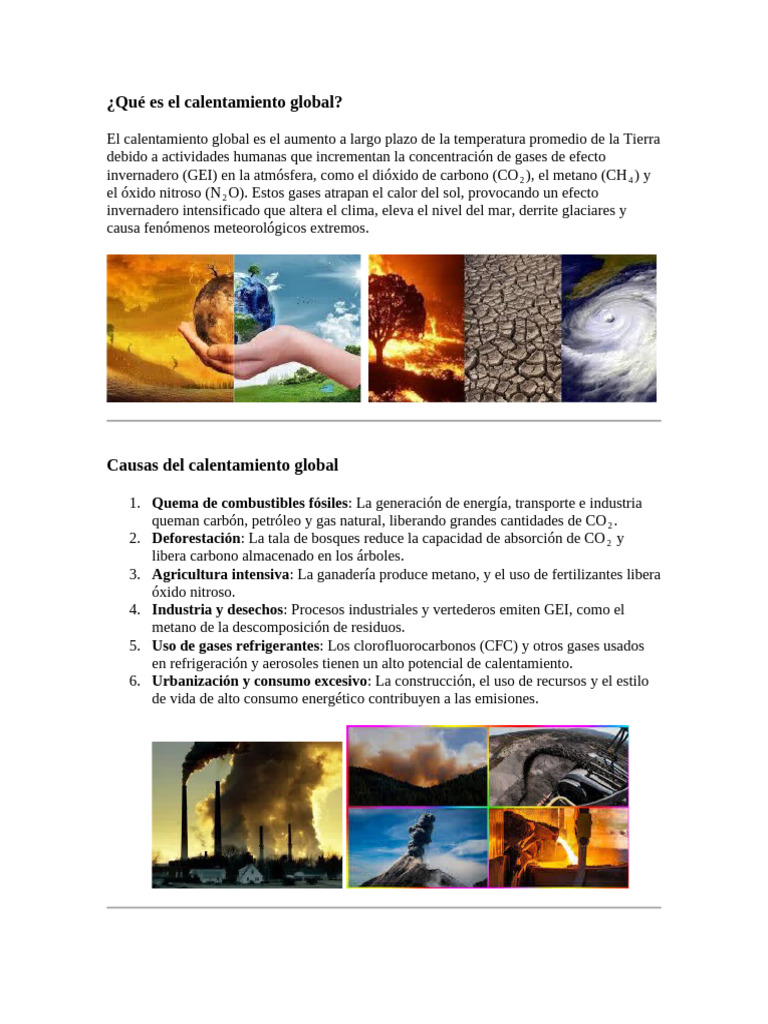 Causas y soluciones del calentamiento global | PDF | Gases de efecto ...