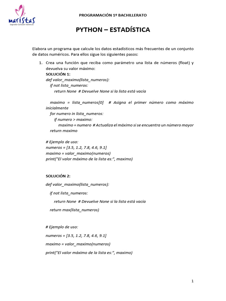 Funciones estadísticas en Python | PDF | Python (lenguaje de ...