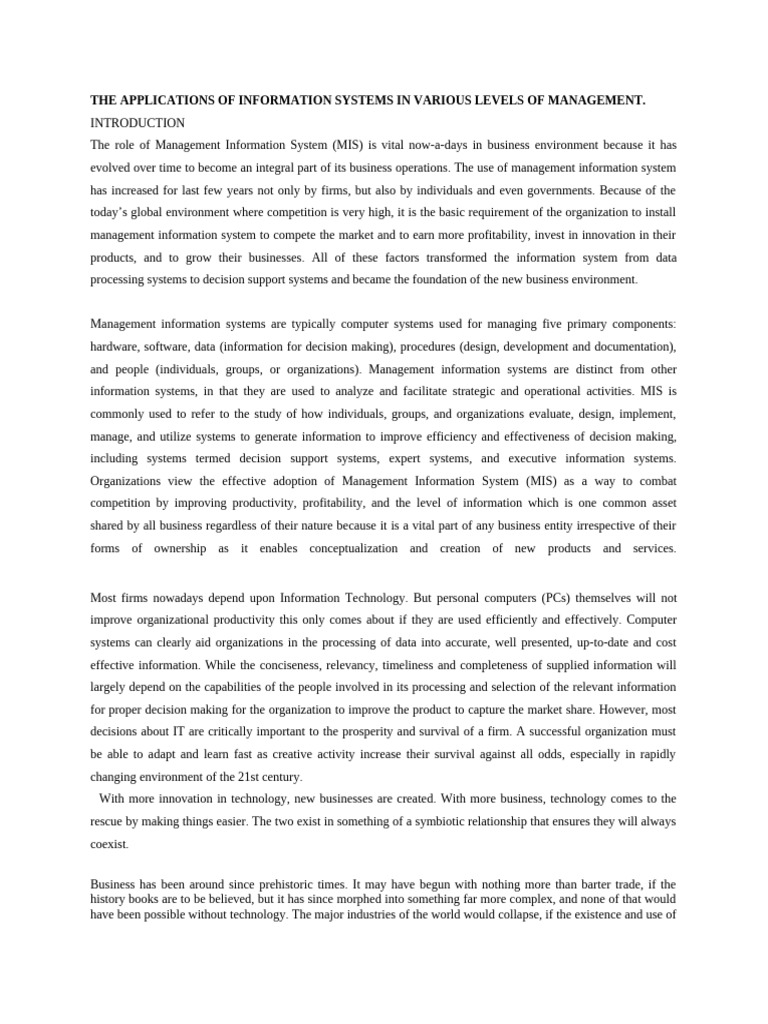 Impact of Information Systems on Management | PDF | System | Management ...