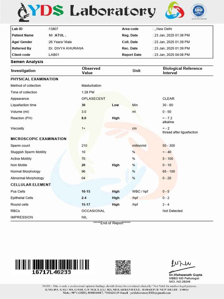 Lab Report NDYyMzN8MTY3MTc 1737628725 | PDF | Semen