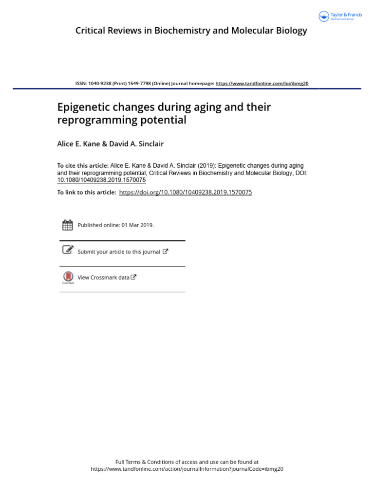 Epigenetic Aging and Reprogramming Insights | PDF | Epigenetics | Dna ...