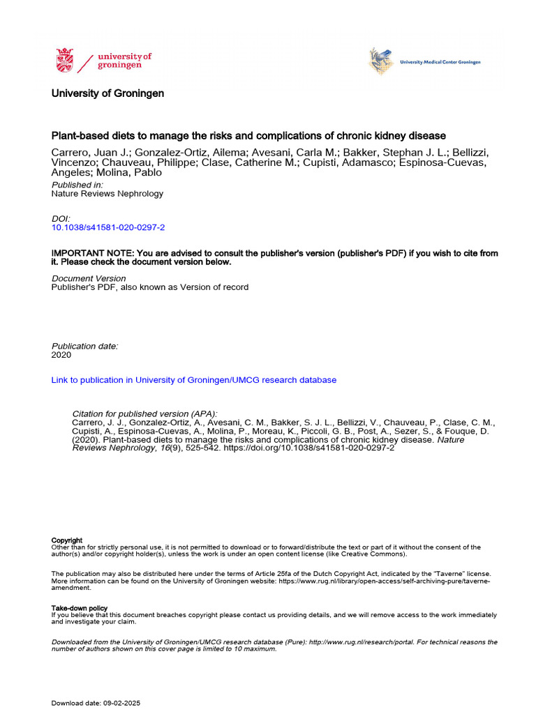 Plant-Based Diets for CKD Management | PDF | Fat | Chronic Kidney Disease