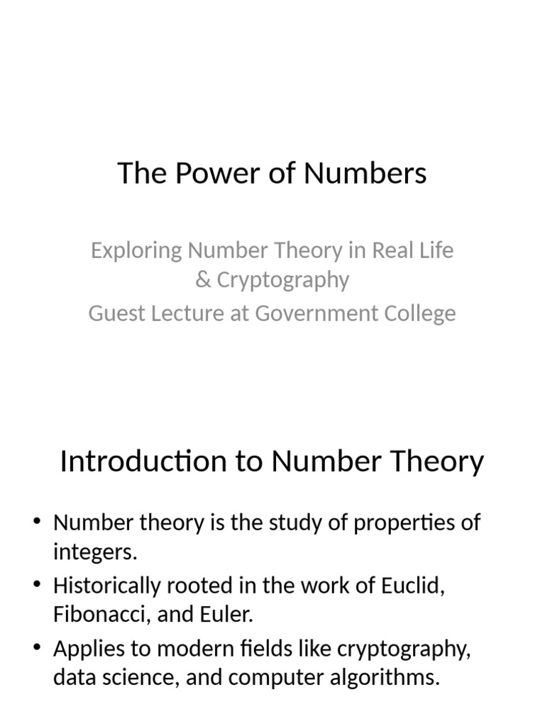 Number Theory in Cryptography & Applications | PDF