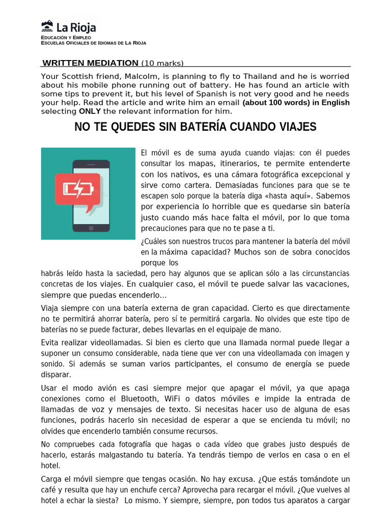 Consejos para no quedarte sin batería | PDF