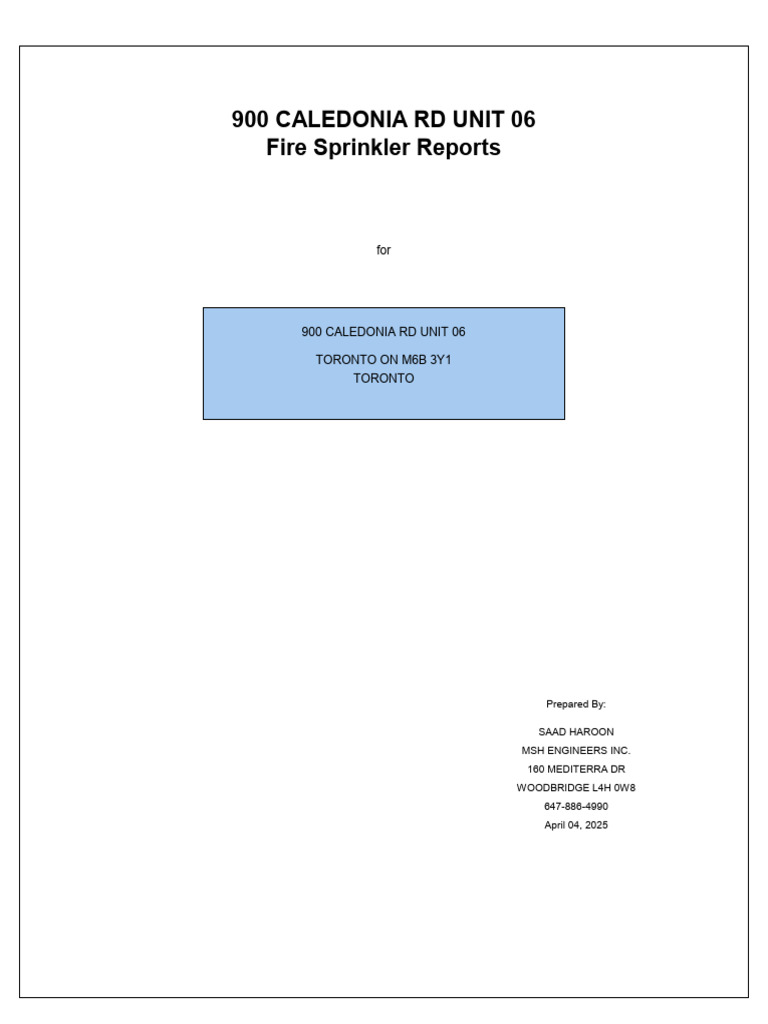 900 Caledonia RD Hydraulic Cal Report | PDF | Fire Sprinkler System ...