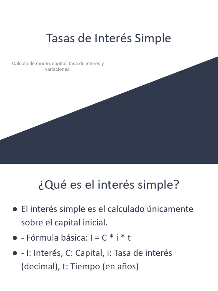 Tasas de Interes Simple 3 Semana | PDF