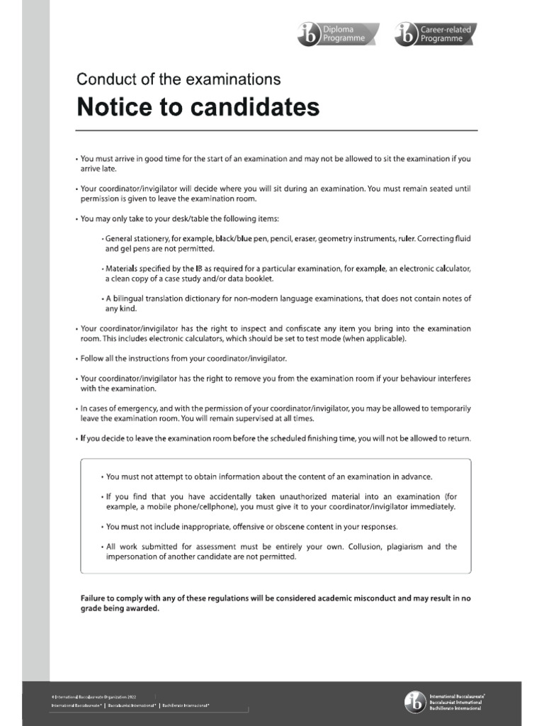 IB Test Rules | PDF