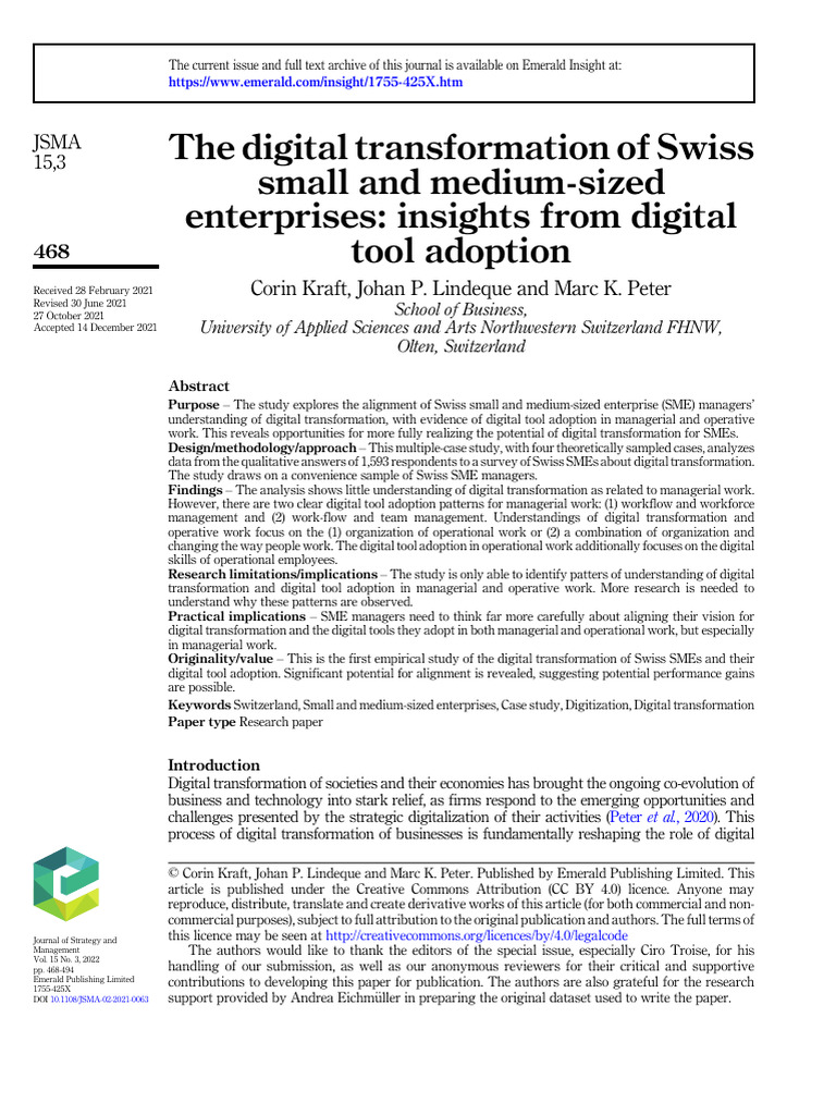 Swiss SMEs' Digital Transformation Insights | PDF | Small And Medium ...