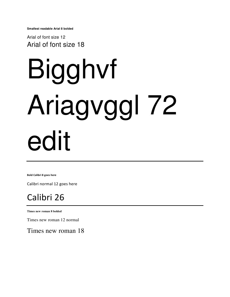 Arial Font Size Comparison Guide | PDF