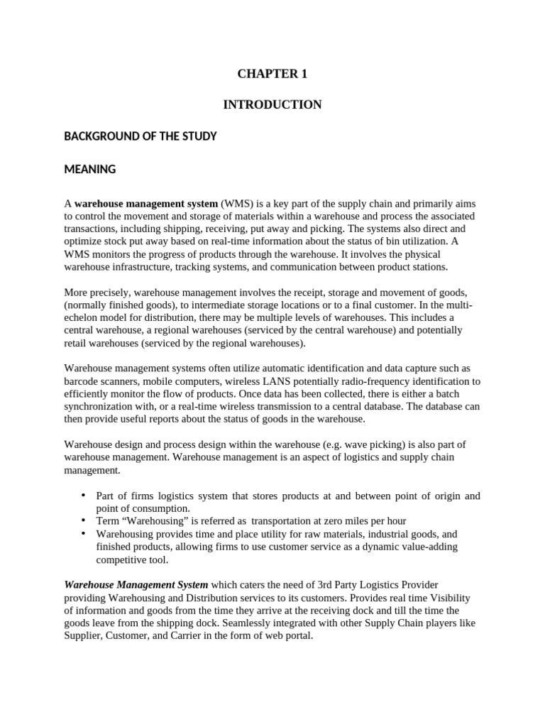 Warehouse Management System Overview | PDF | Warehouse | Supply Chain ...
