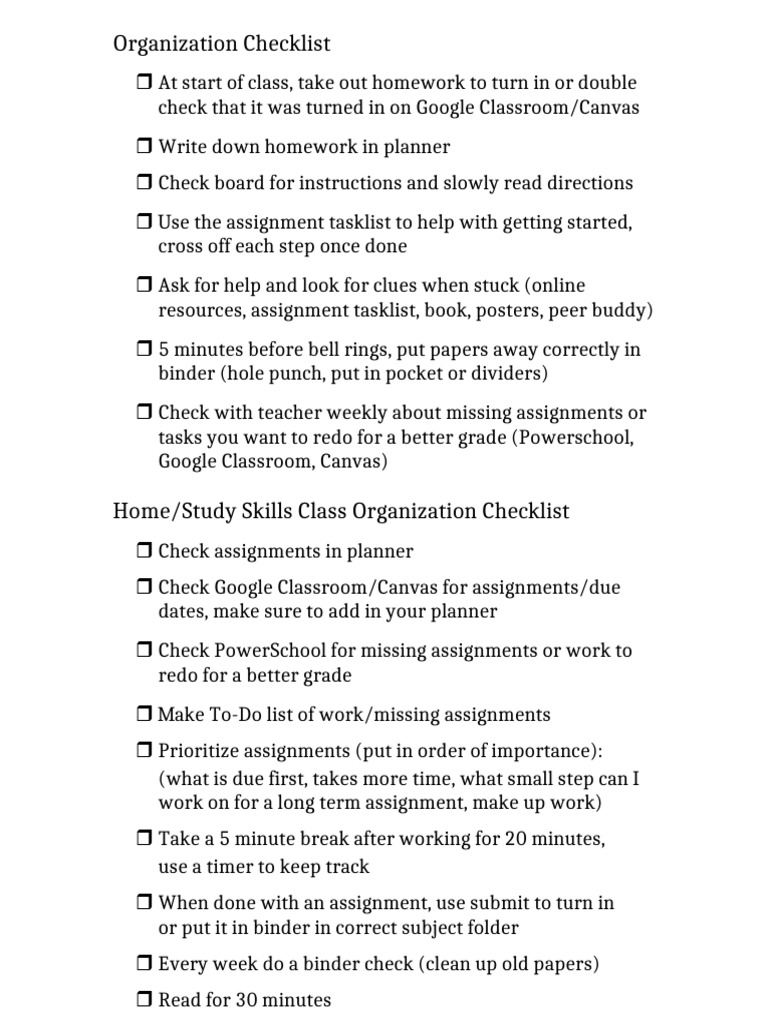 Organization Checklist | PDF