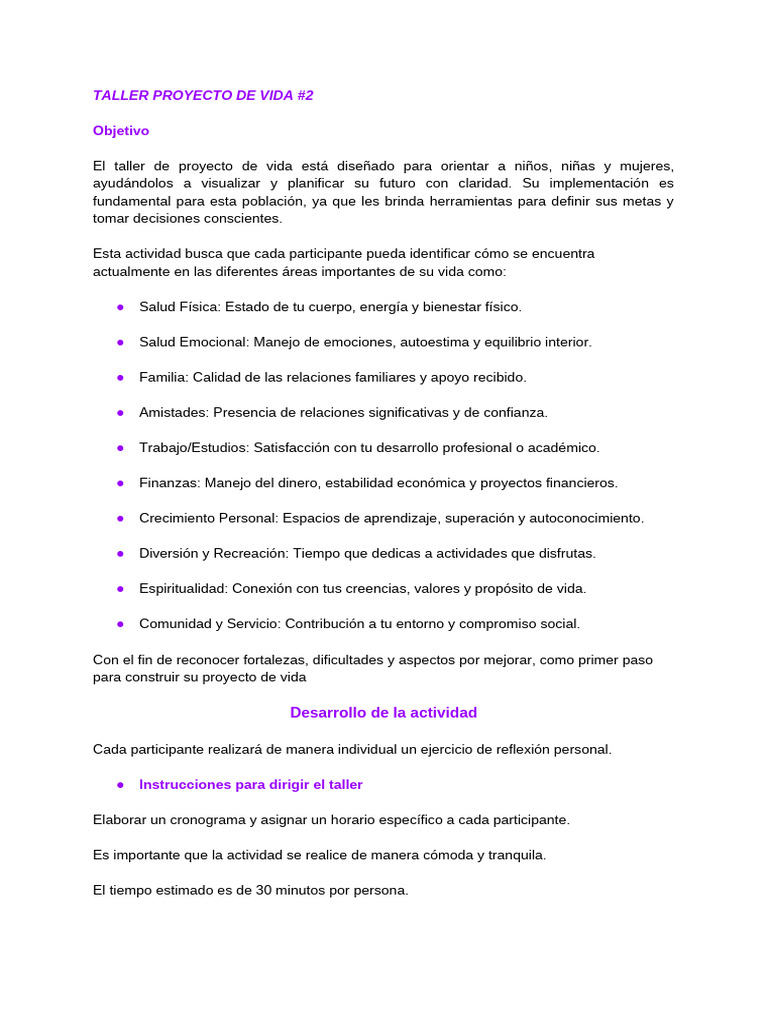 Taller Proyecto de Vida #2 | PDF | Las emociones | Desarrollo personal