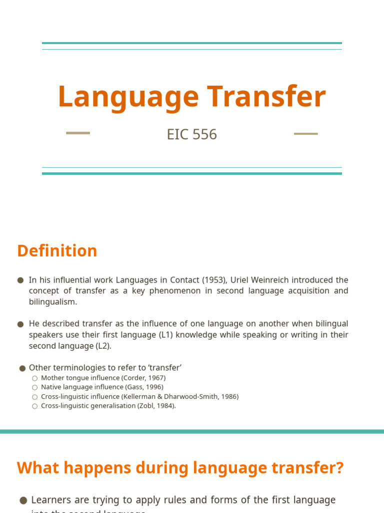 Understanding Language Transfer in Bilingualism | PDF | Second Language ...