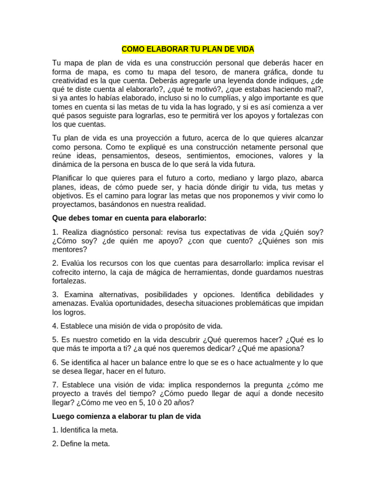 Cómo Crear un Plan de Vida Efectivo | PDF | Creatividad